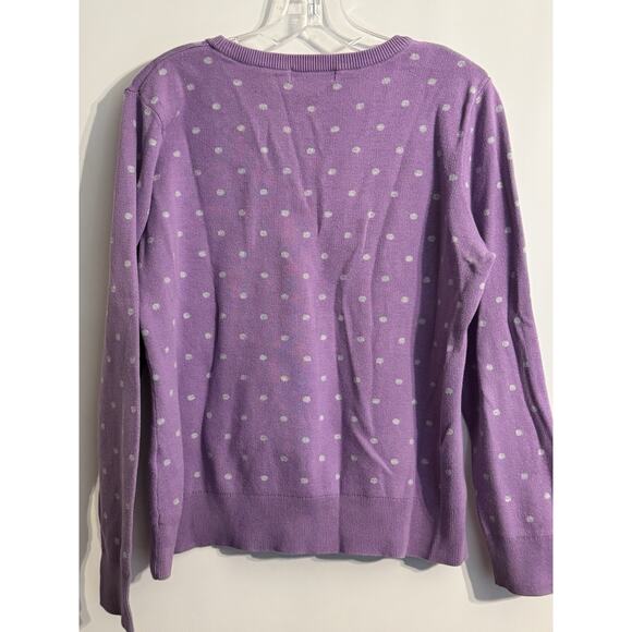 Liz Claiborne Sz XL Cotton Purple And Grey Polka Dot Preppy Old Money Academia - Picture 4 of 7